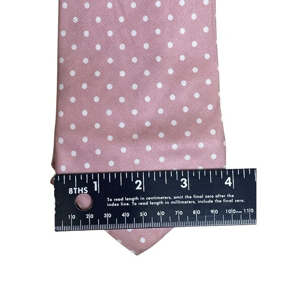 Vintage Brooks Brothers Pink & White Polka Dot Silk Necktie - Picture 7 of 7